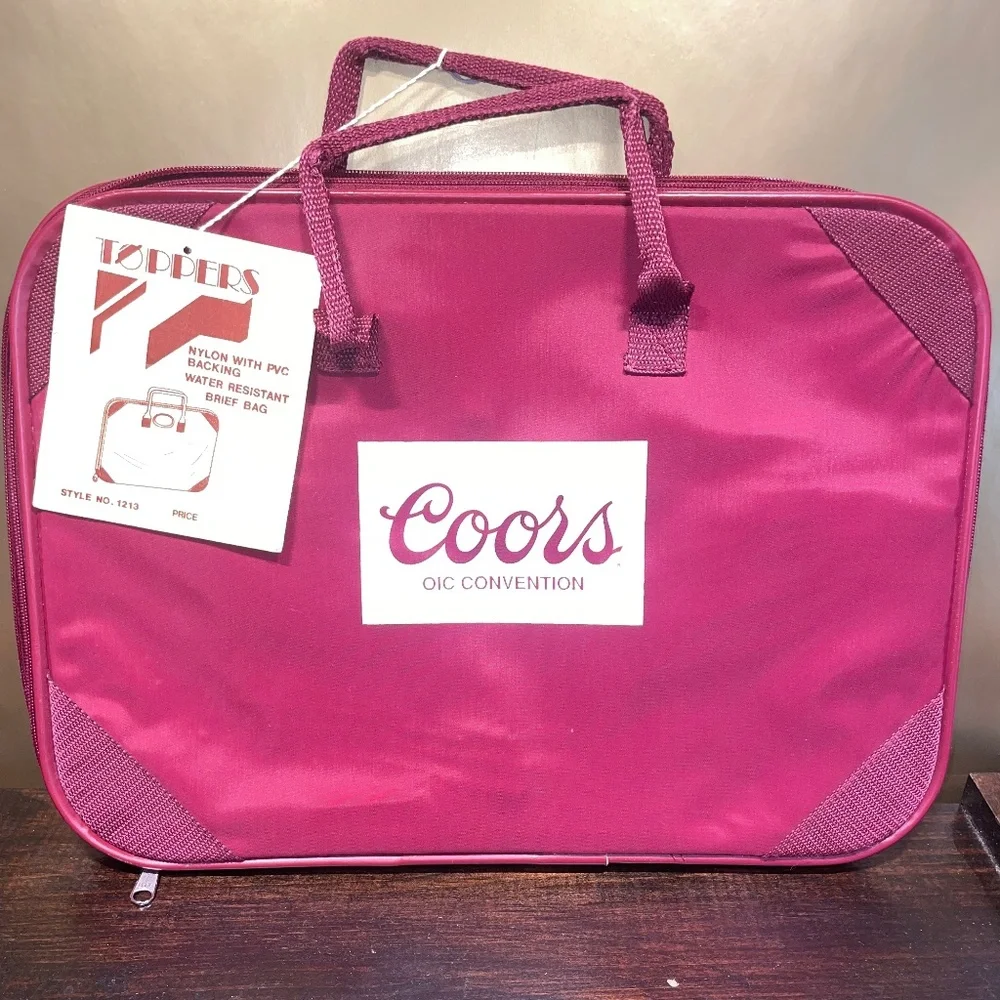 NWT Vintage Toppers Coors Beer OIC Convention Nylon Brief Bag Water‎ Resistant